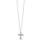 Sophia Jewelers Sterling Silver Diamond and Sapphire Cross Necklace