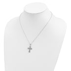 Sophia Jewelers Sterling Silver Diamond and Sapphire Cross Necklace