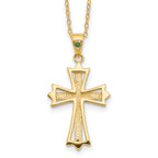 Sterling Silver Gold-Plated Diamond Emerald Cross Necklace 18 Inch