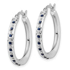 Sophia Jewelers Sterling Silver Platinum-Plated Sapphire Diamond Hoop Earrings Elegant