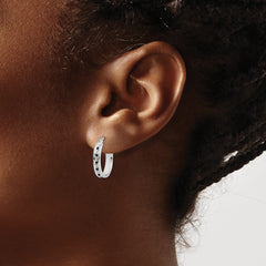 Sophia Jewelers Sterling Silver Sapphire & Diamond Hoop Earrings Platinum-Plated