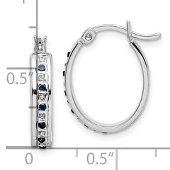 Sophia Jewelers Sterling Silver Sapphire & Diamond Hoop Earrings Platinum-Plated