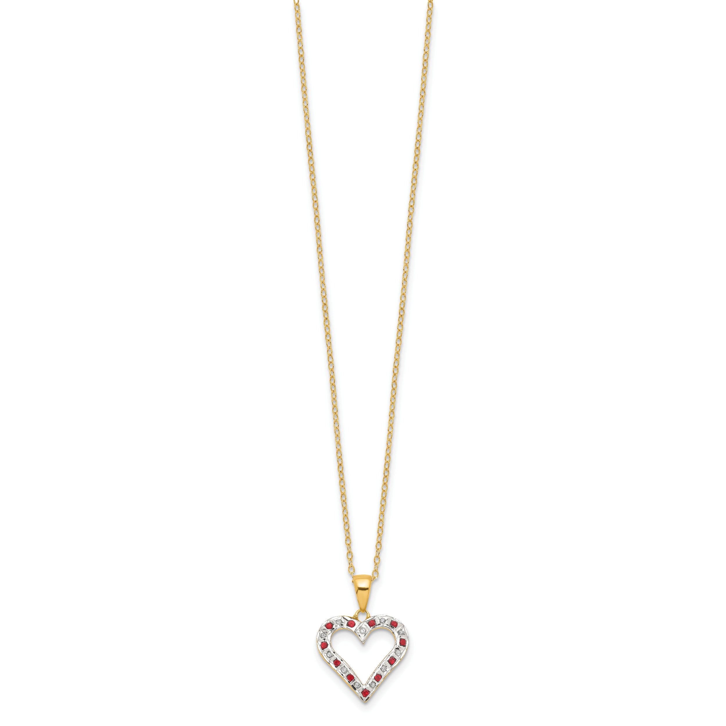 Sophia Jewelers 18K Gold-Plated Sterling Silver Ruby and Diamond Heart Necklace