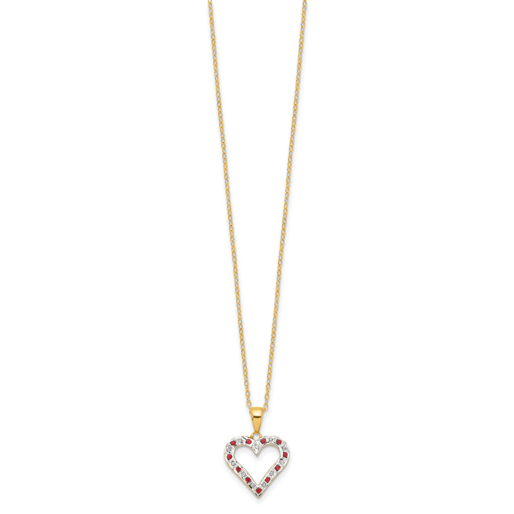 Sophia Jewelers 18K Gold-Plated Sterling Silver Ruby and Diamond Heart Necklace