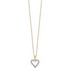 Sophia Jewelers 18K Gold-Plated Sterling Silver Ruby and Diamond Heart Necklace