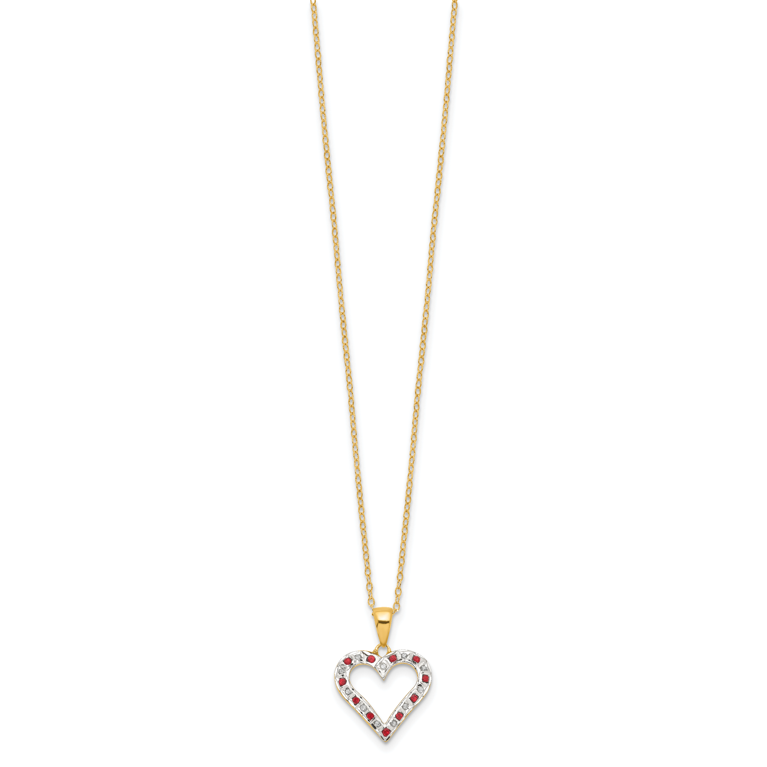 Sophia Jewelers 18K Gold-Plated Sterling Silver Ruby and Diamond Heart Necklace