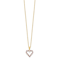 Diamond Fascination Diamond Mystique Sterling Silver 18K Gold-plated Diamond and Ruby Heart 18 Inch Necklace