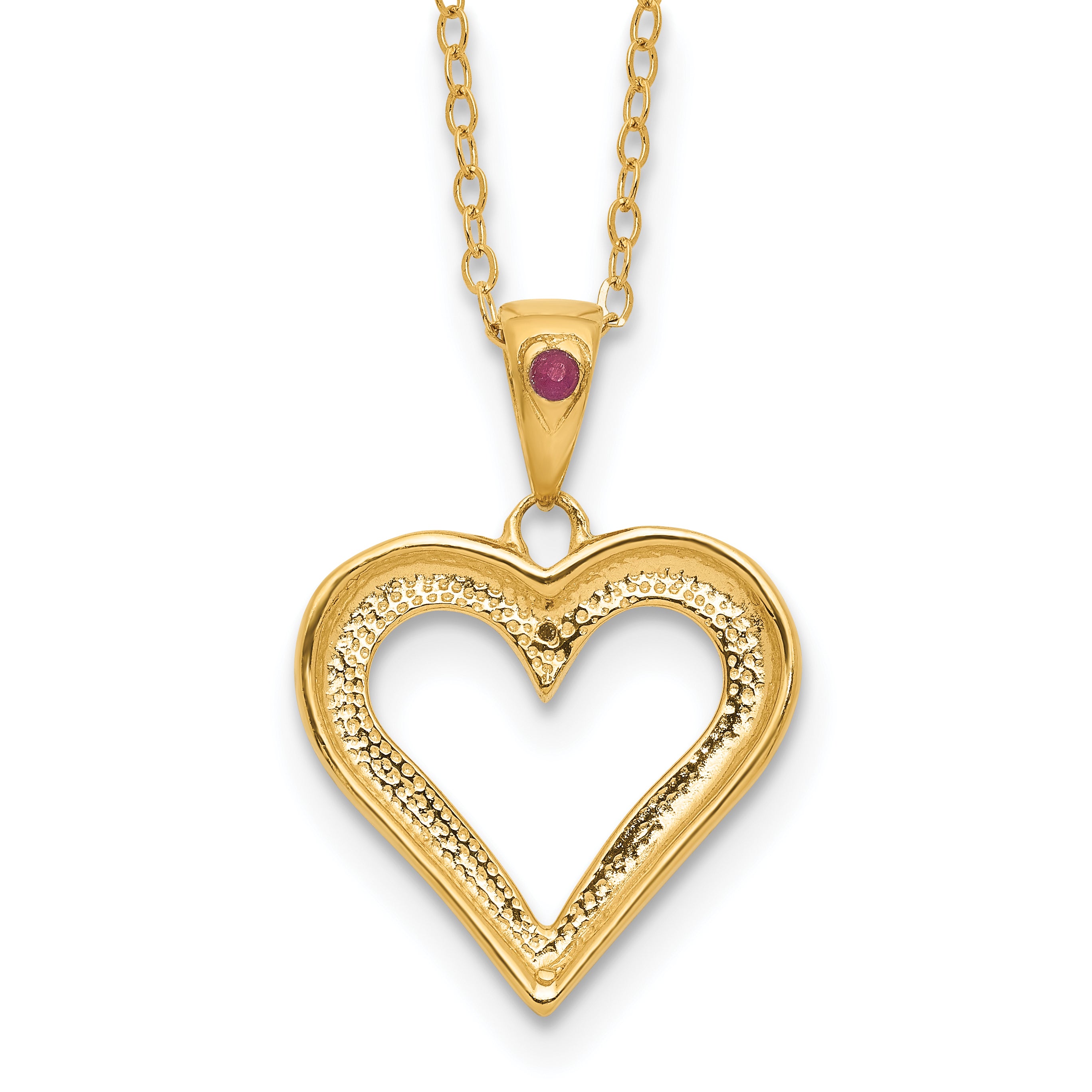 Sophia Jewelers 18K Gold-Plated Sterling Silver Ruby and Diamond Heart Necklace