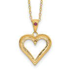 Sophia Jewelers 18K Gold-Plated Sterling Silver Ruby and Diamond Heart Necklace