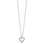 Sophia Jewelers Sterling Silver Platinum-Plated Heart Necklace with Diamond & Sapphire