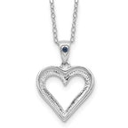Sophia Jewelers Sterling Silver Platinum-Plated Heart Necklace with Diamond & Sapphire