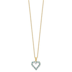 Diamond Fascination Diamond Mystique Sterling Silver 18K Gold-plated Diamond and Emerald Heart 18 Inch Necklace