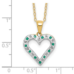 Diamond Fascination Diamond Mystique Sterling Silver 18K Gold-plated Diamond and Emerald Heart 18 Inch Necklace