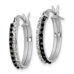 Diamond Fascination Diamond Mystique Sterling Silver Platinum-plated Diamond Black and White Diamond Oval Hoop Earrings