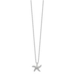 Diamond Mystique Sterling Silver Starfish Necklace with Platinum Finish