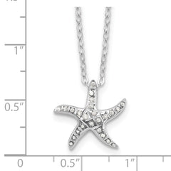 Diamond Fascination Diamond Mystique Sterling Silver Platinum-plated Diamond Starfish 18 Inch Necklace