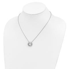 Diamond Fascination Diamond Mystique Sterling Silver Platinum-plated Diamond Circle with Heart 17 Inch Necklace