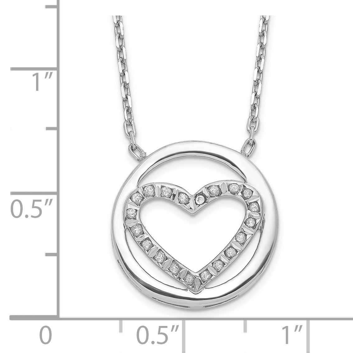 Diamond Fascination Diamond Mystique Sterling Silver Platinum-plated Diamond Circle with Heart 17 Inch Necklace