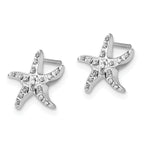 Sterling Silver Diamond Mystique Starfish Earrings Polished, Platinum-Plated, 12mm
