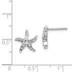 Sterling Silver Diamond Mystique Starfish Earrings Polished, Platinum-Plated, 12mm
