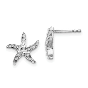 Diamond Mystique Starfish Stud Earrings in Sterling Silver, 12mm (0.01 ct. tw.) - Sophia Jewelers