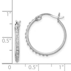 Sterling Silver Platinum-Plated Diamond Hoop Earrings with Polished Finish 20mm