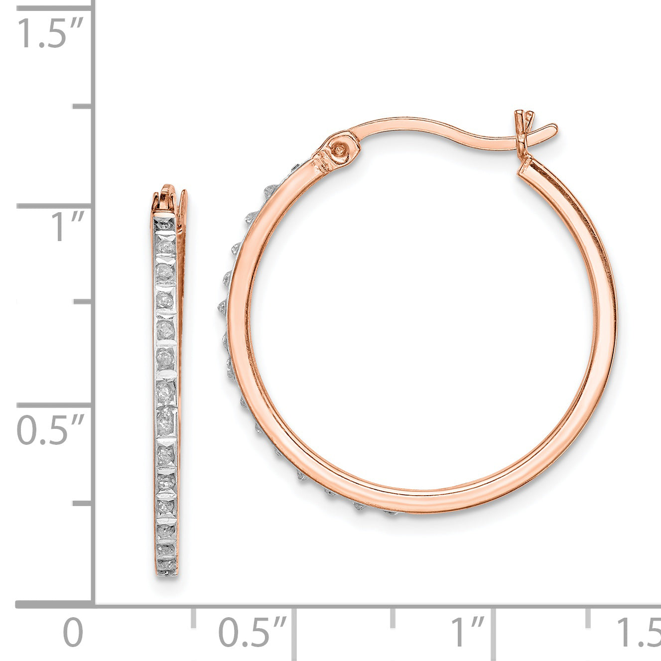 Sophia Jewelers Rose Gold-Plated Sterling Silver Diamond Hoop Earrings Elegant 26mm Design