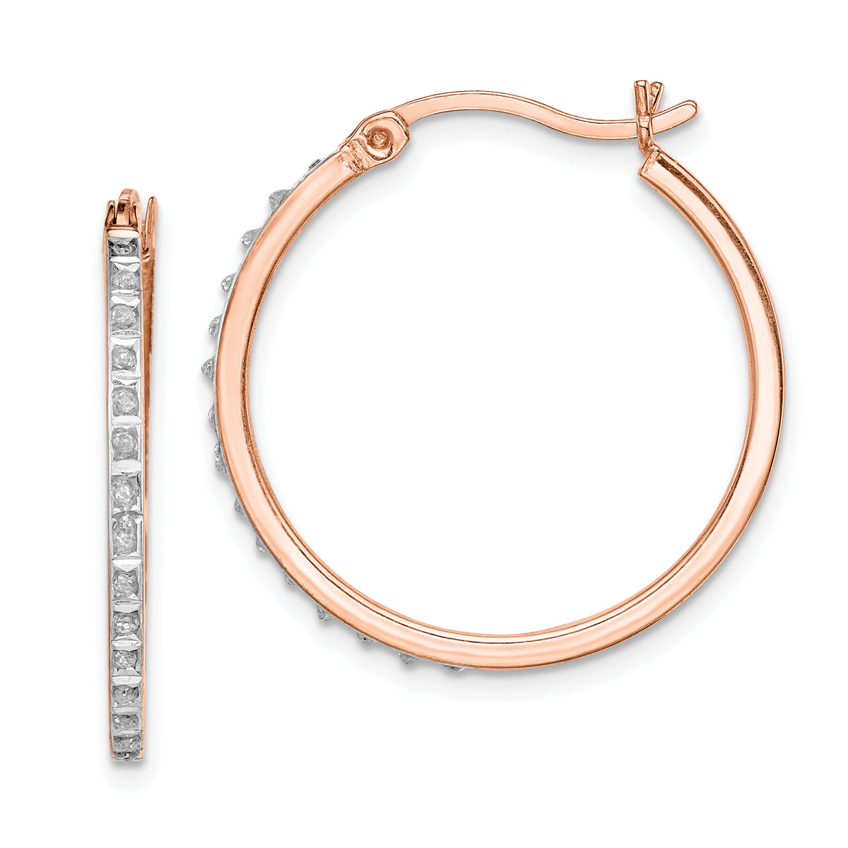 Diamond Fascination Diamond Mystique Sterling Silver Rose Gold-plated Diamond Round Hoop Earrings