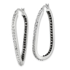 Diamond Fascination Diamond Mystique Sterling Silver Platinum-plated Diamond Black and White Diamond In and Out Hoop Earring