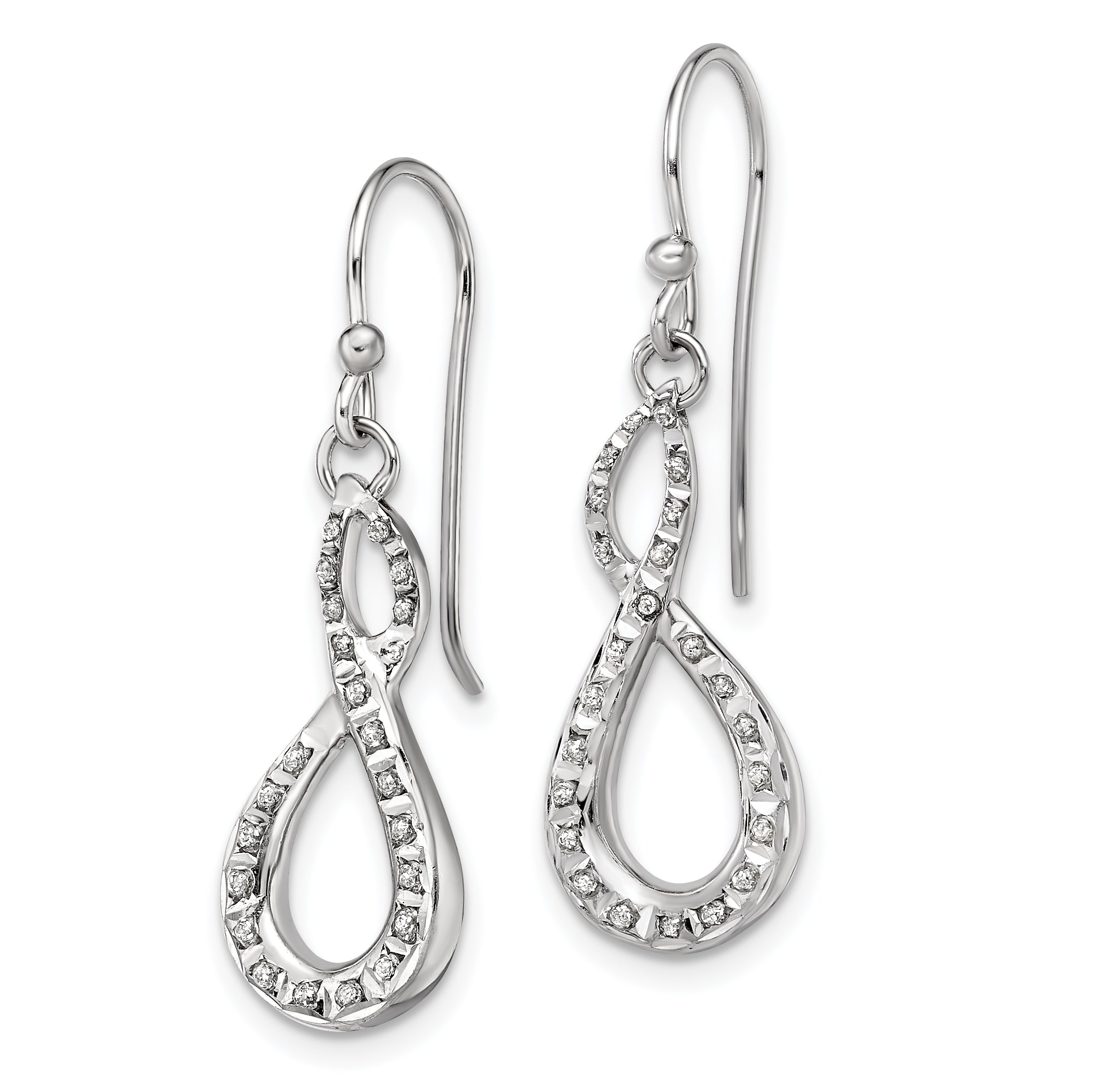 Diamond Fascination Diamond Mystique Sterling Silver Platinum-plated Diamond Infinity Symbol Dangle Earrings