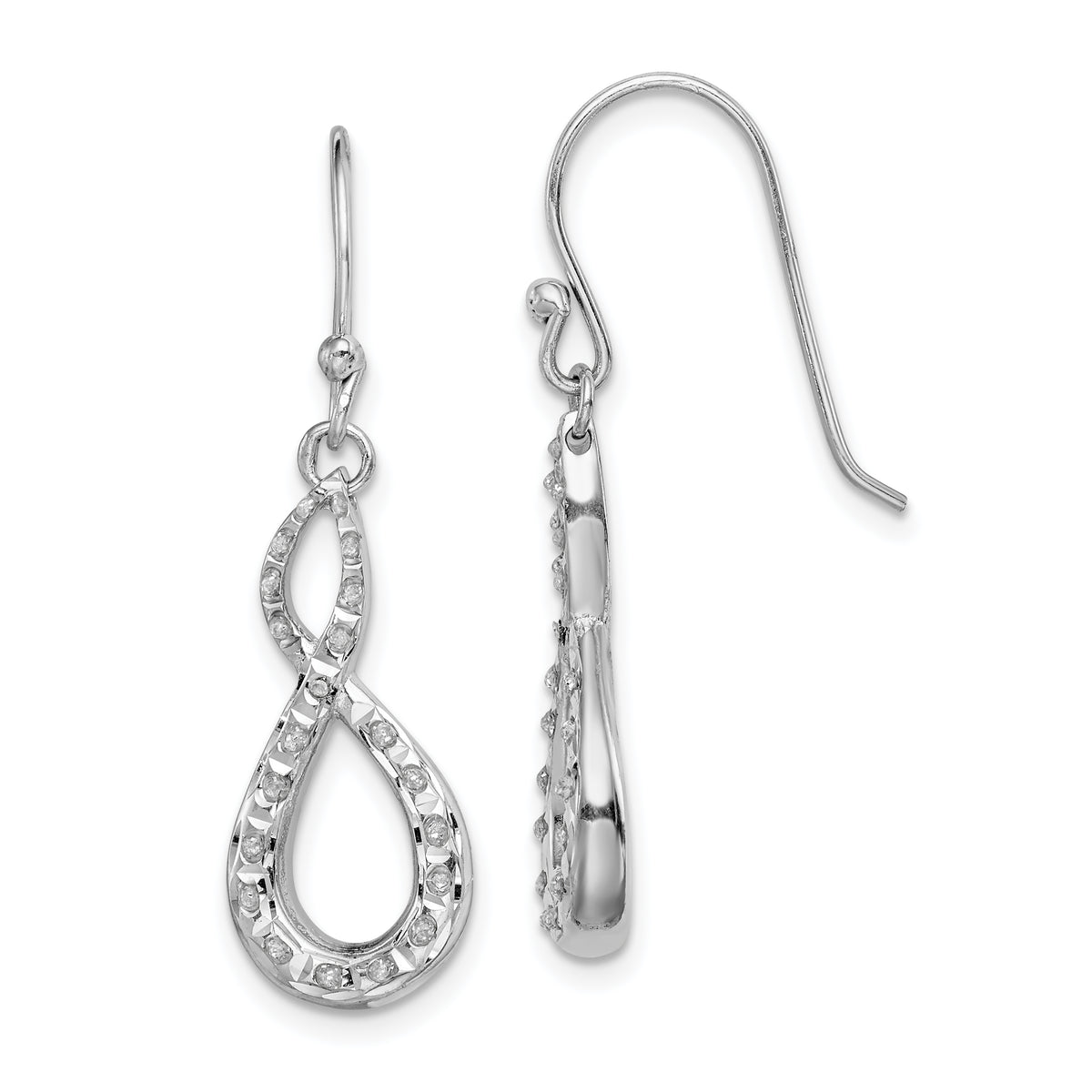 Diamond Fascination Diamond Mystique Sterling Silver Platinum-plated Diamond Infinity Symbol Dangle Earrings
