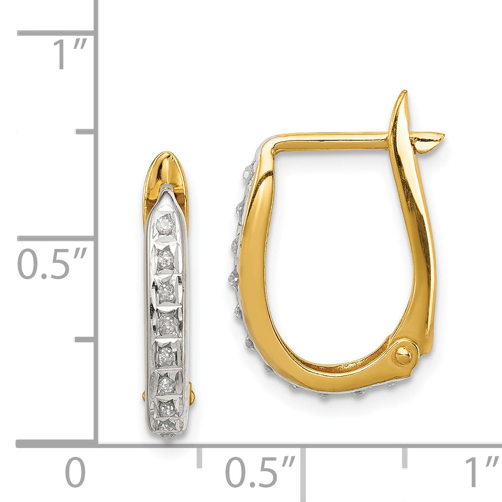 Diamond Fascination Diamond Mystique Sterling Silver 18K Gold-plated Diamond Oval Hinged Hoop Earrings