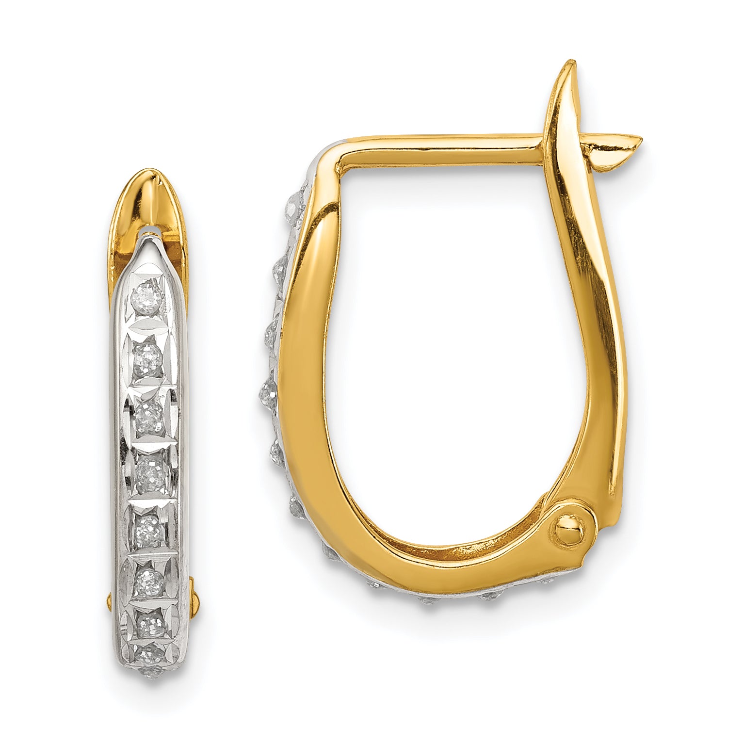Diamond Fascination Diamond Mystique Sterling Silver 18K Gold-plated Diamond Oval Hinged Hoop Earrings