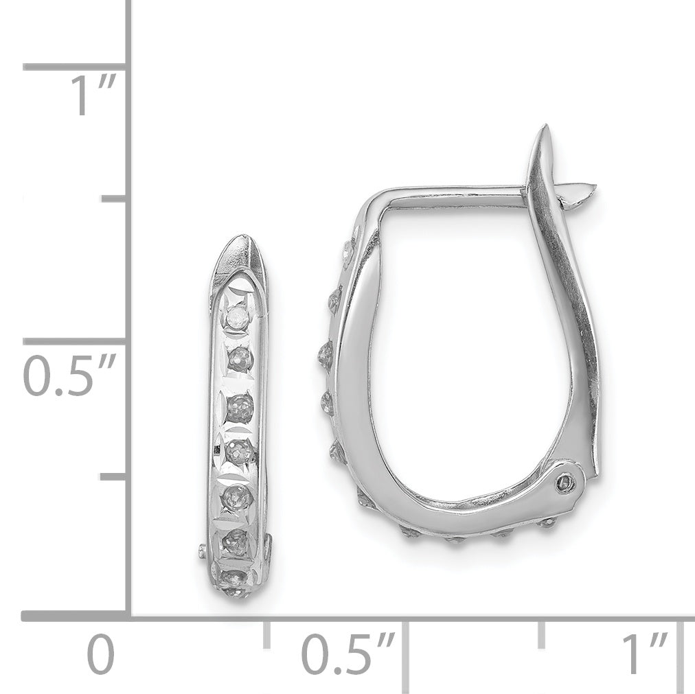 Sterling Silver Diamond Mystique Oval Hoop Earrings with Polished Platinum Finish
