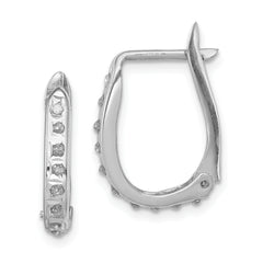 Diamond Fascination Diamond Mystique Sterling Silver Platinum-plated Diamond Oval Hinged Hoop Earrings