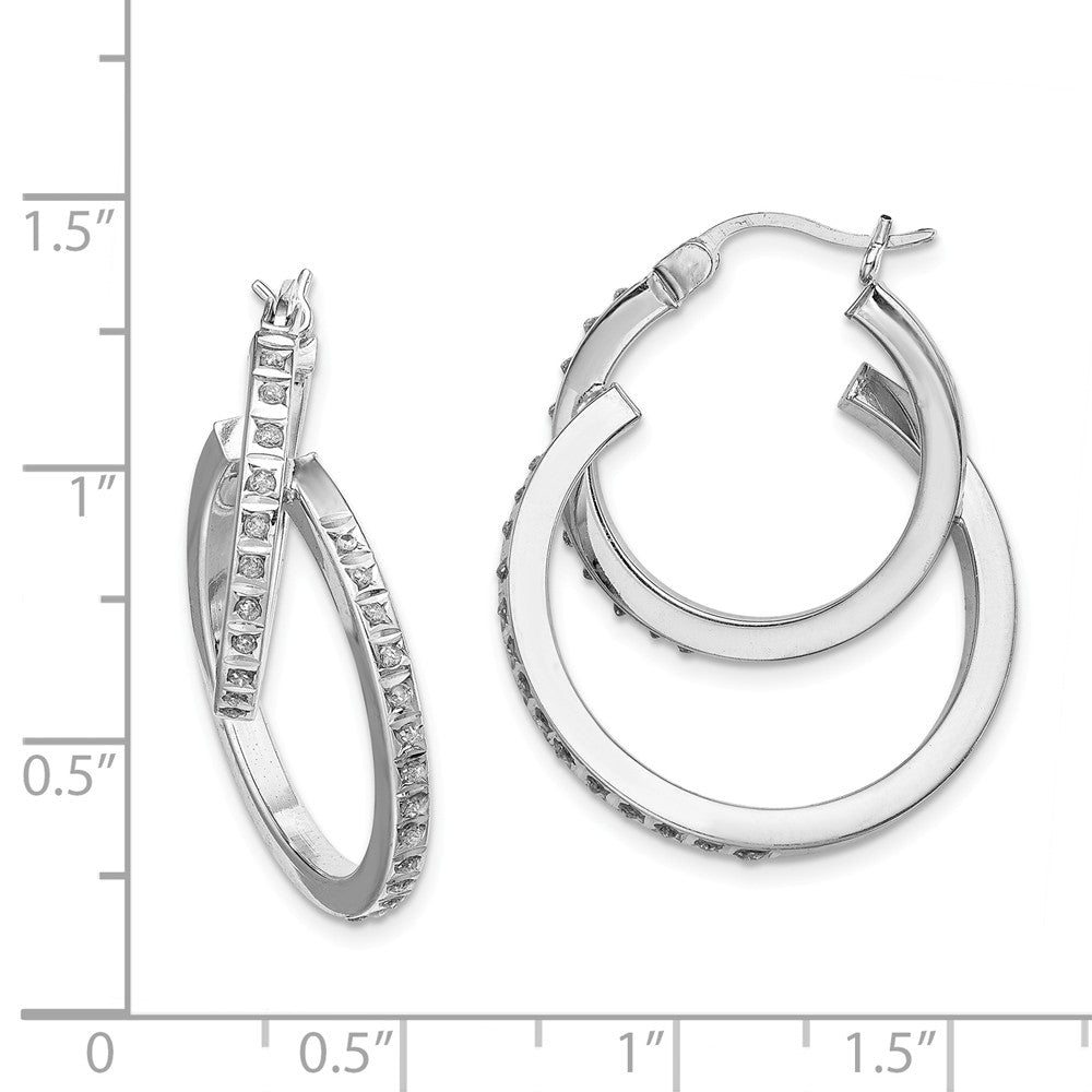 Sterling Silver Diamond Mystique Double Hoop Earrings