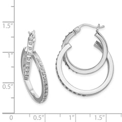 Sterling Silver Diamond Mystique Double Hoop Earrings