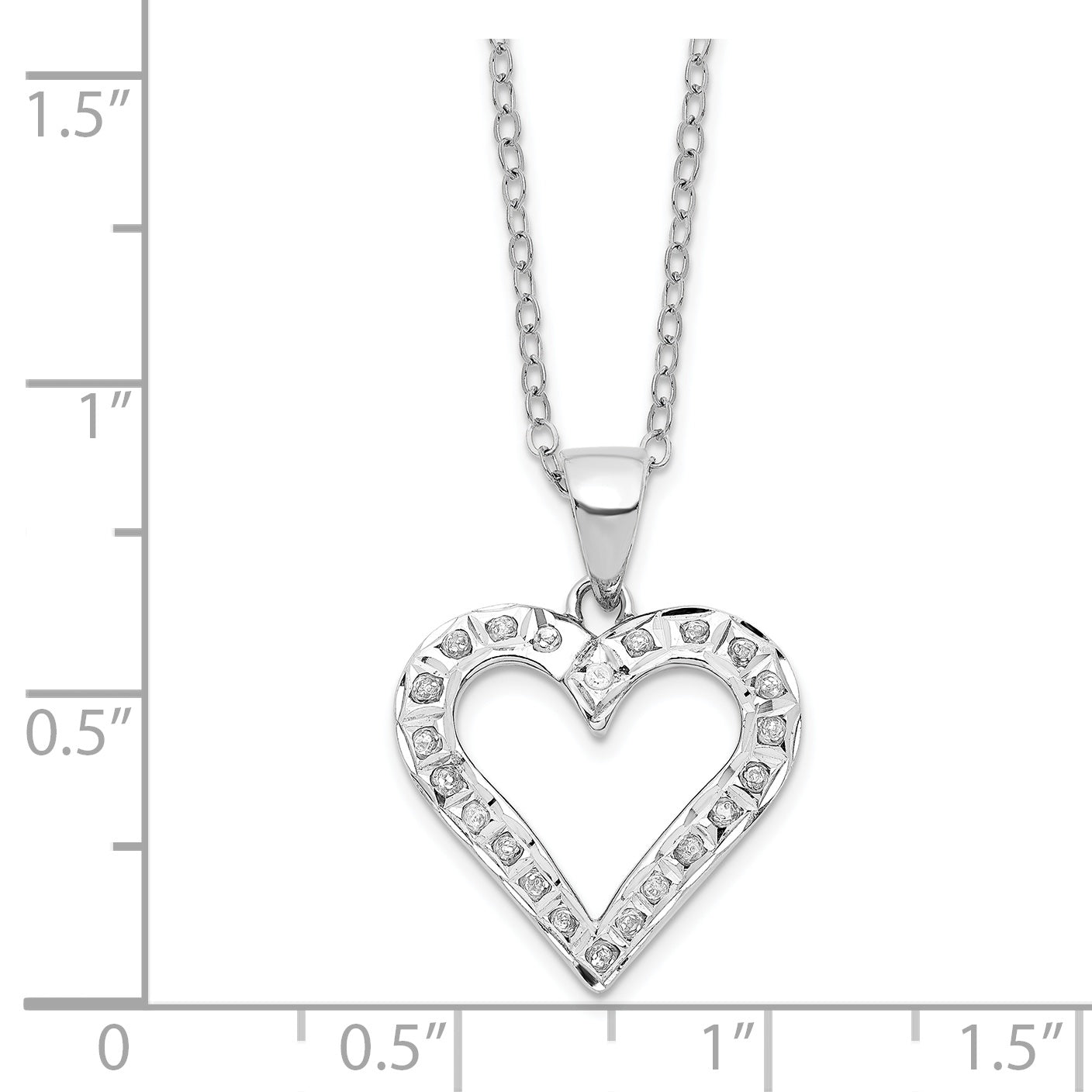 Diamond Fascination Diamond Mystique Sterling Silver Platinum-plated Diamond Heart 18 Inch Necklace