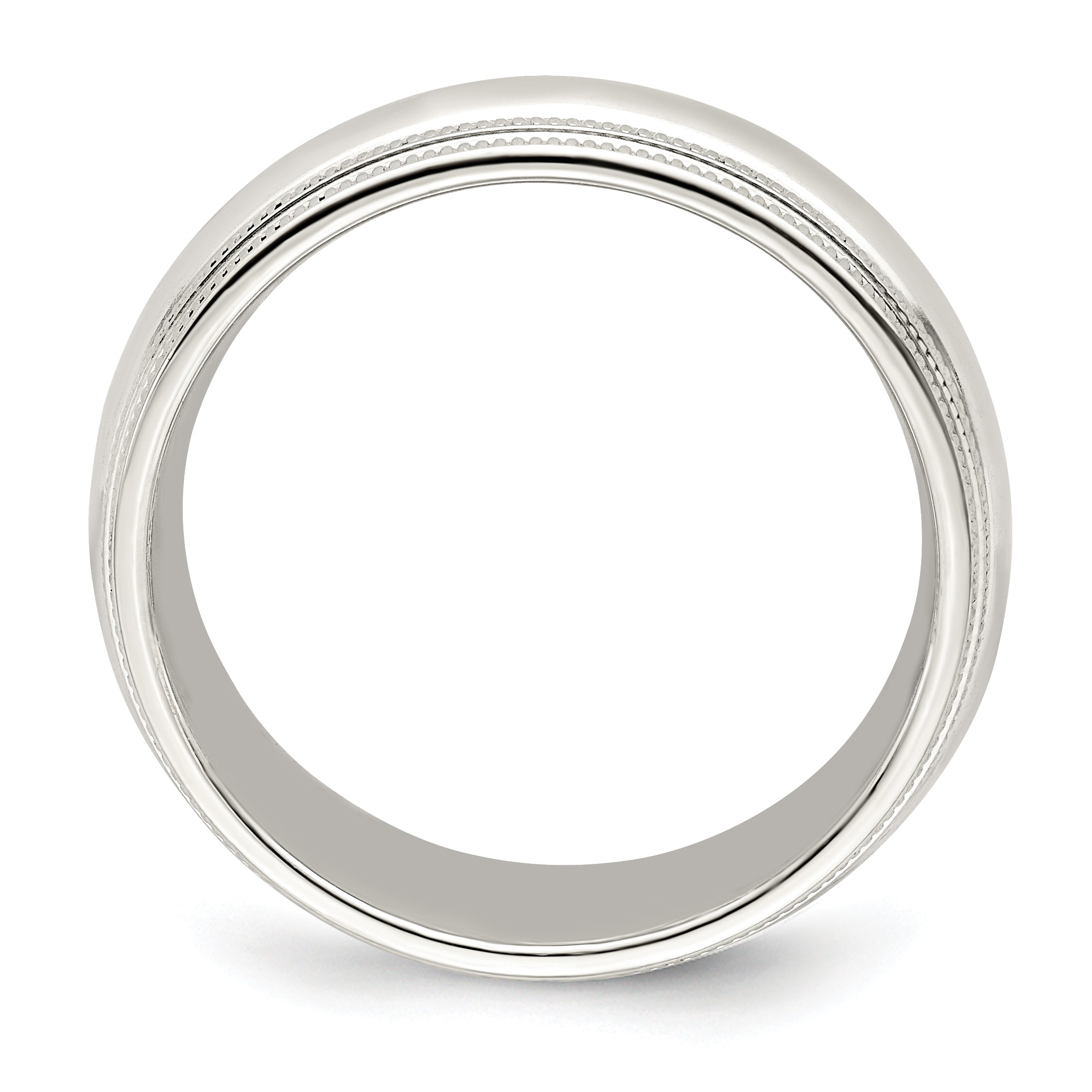 Sterling Silver 7mm Comfort Fit Double Milgrain Size 4 Band Secondary image