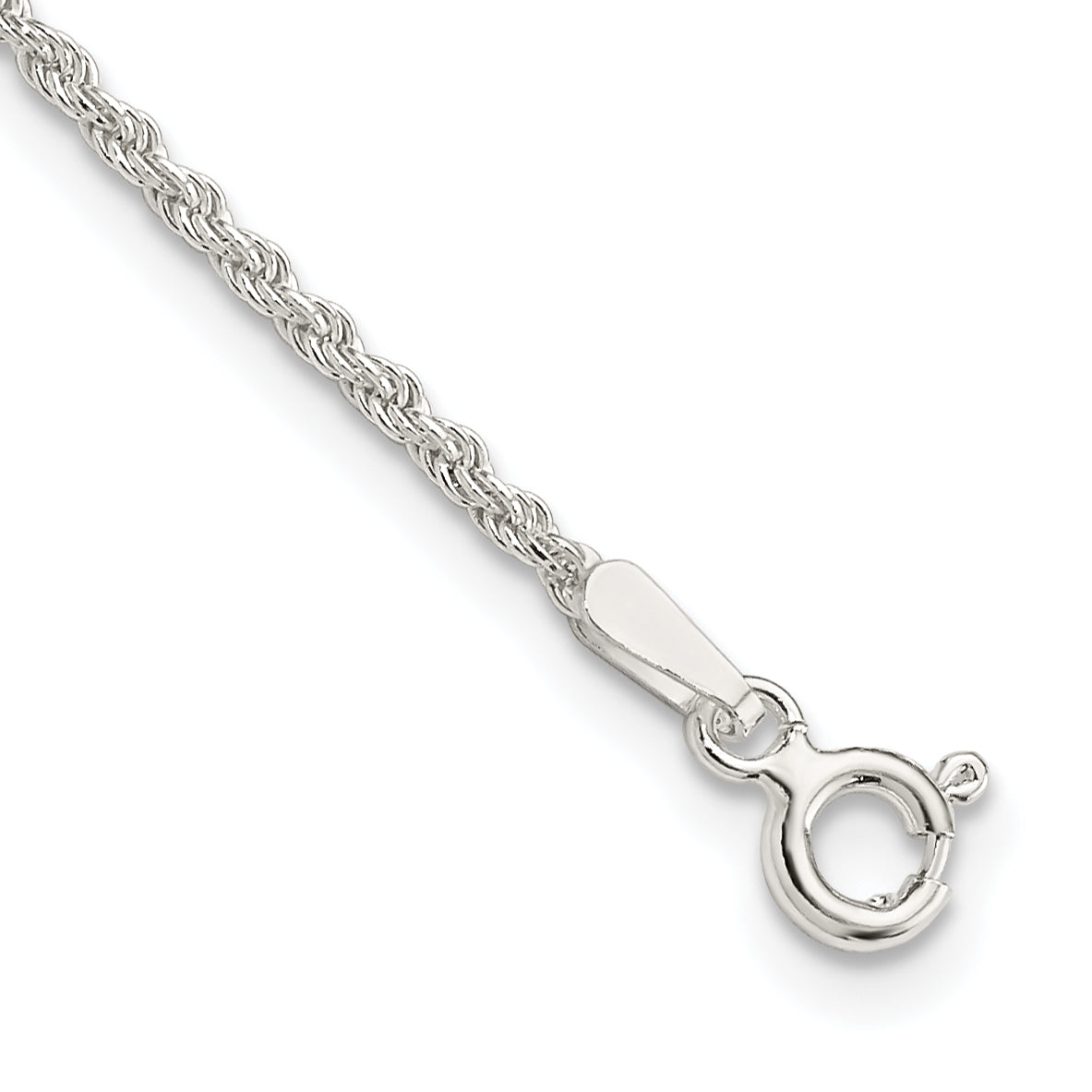 Sterling Silver 1.5mm Solid Rope Chain Anklet