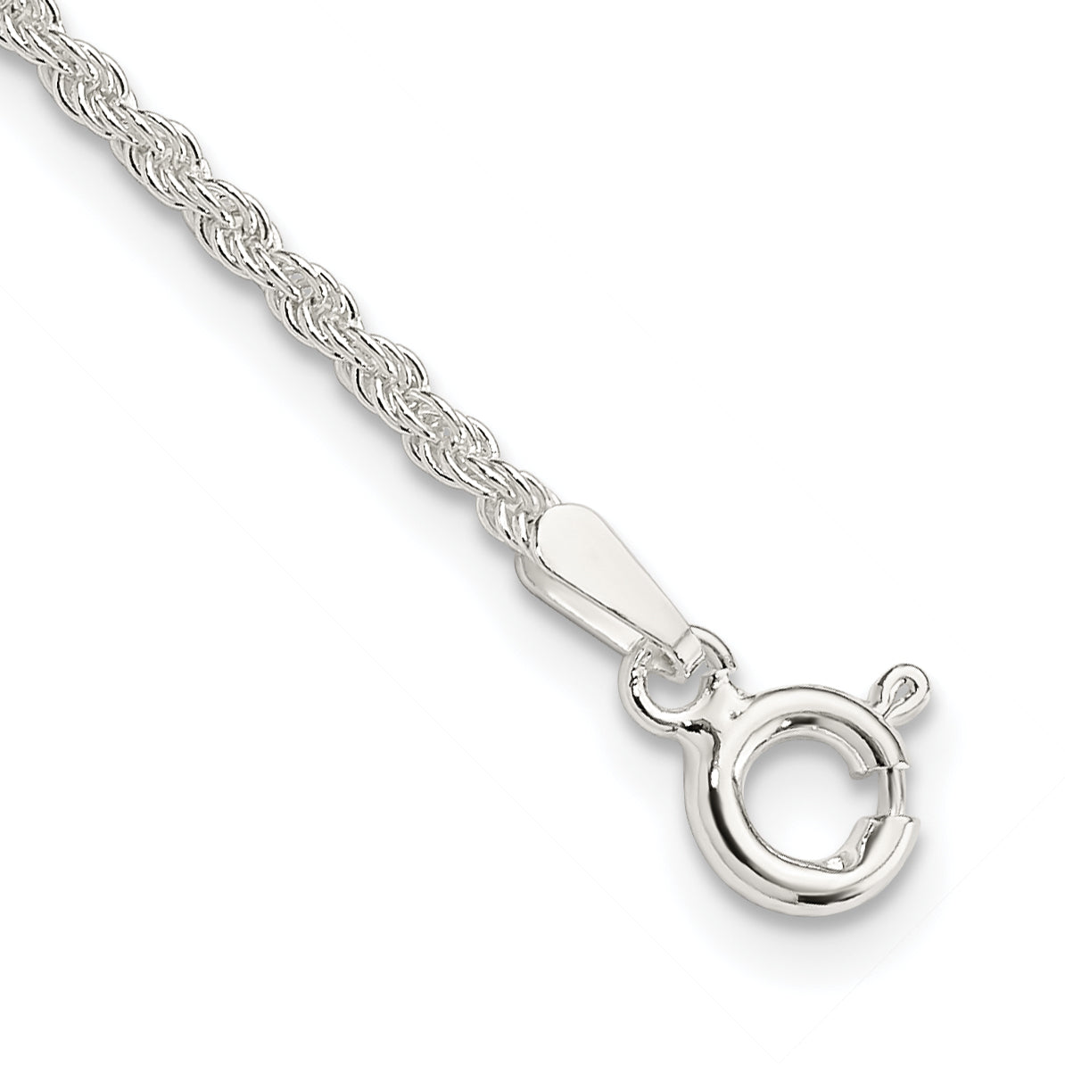Sterling Silver 1.8mm Solid Rope Chain Anklet