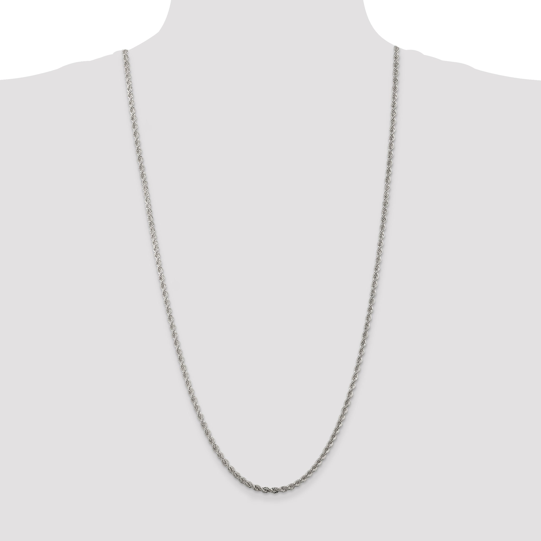 Sterling Silver 3mm Solid Rope Chain