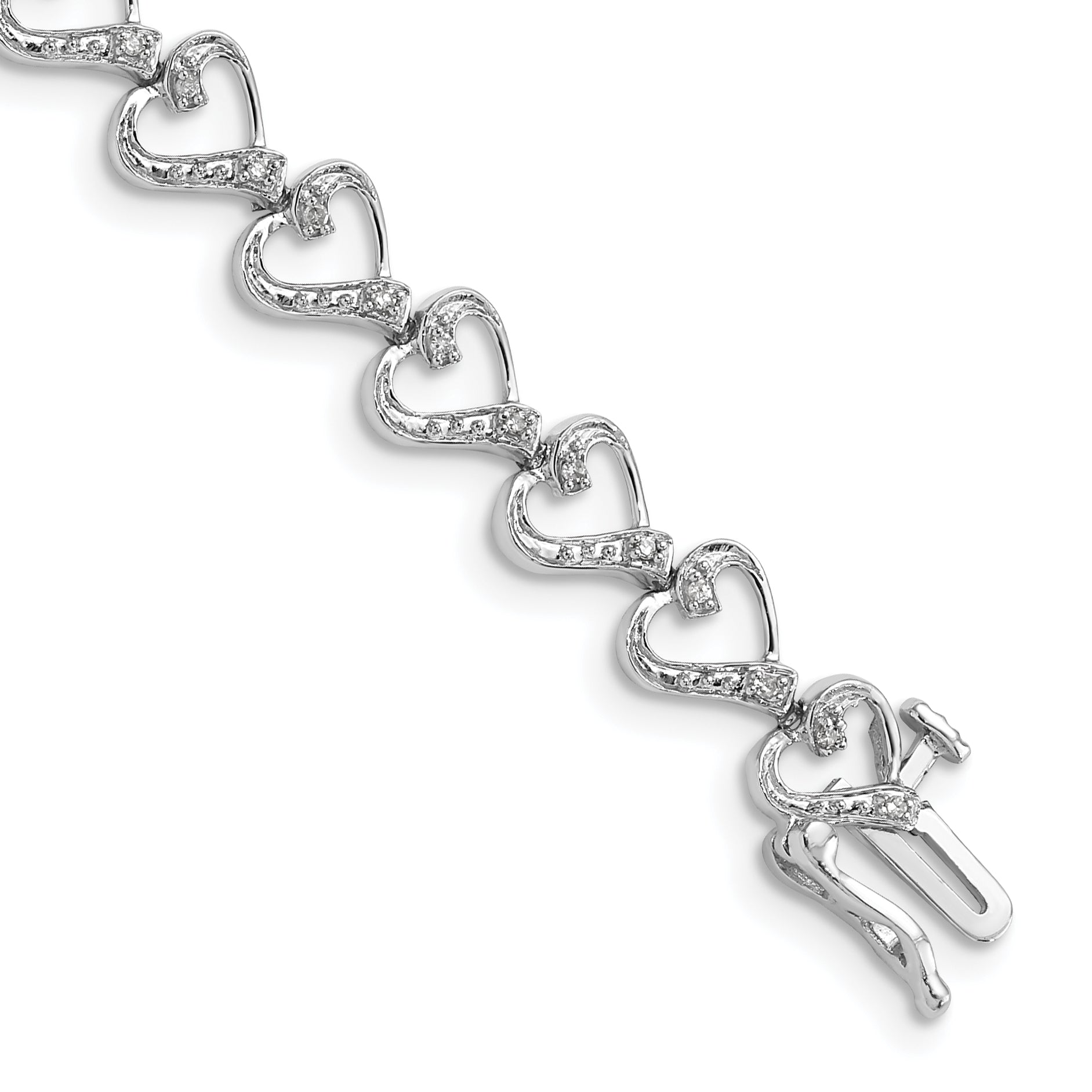 Sterling Silver Rhodium-plated Diam. Heart Bracelet Main image