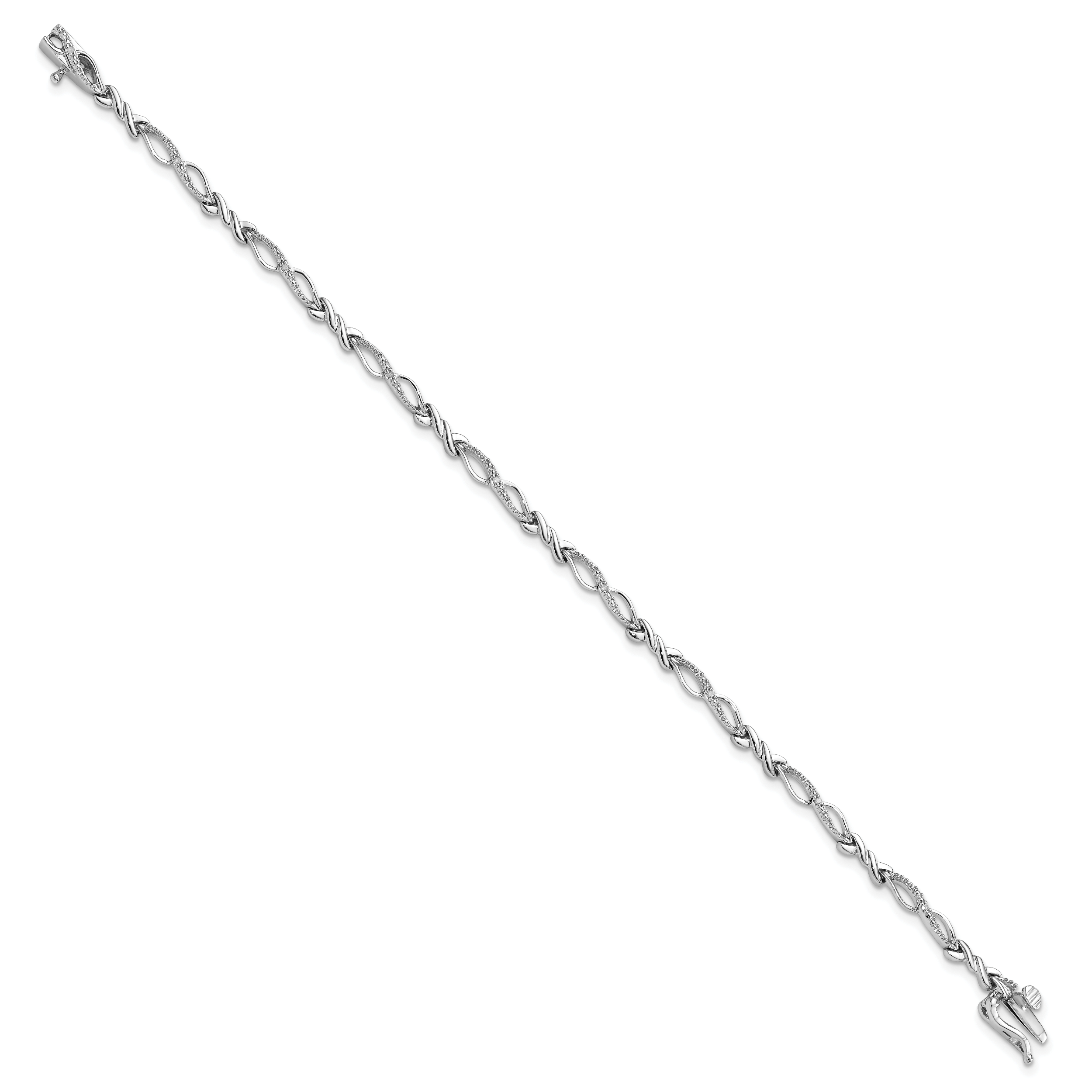 Sterling Silver Diamond Bracelet with Rhodium Elegance 7-Inch Polished Finish Secondary image