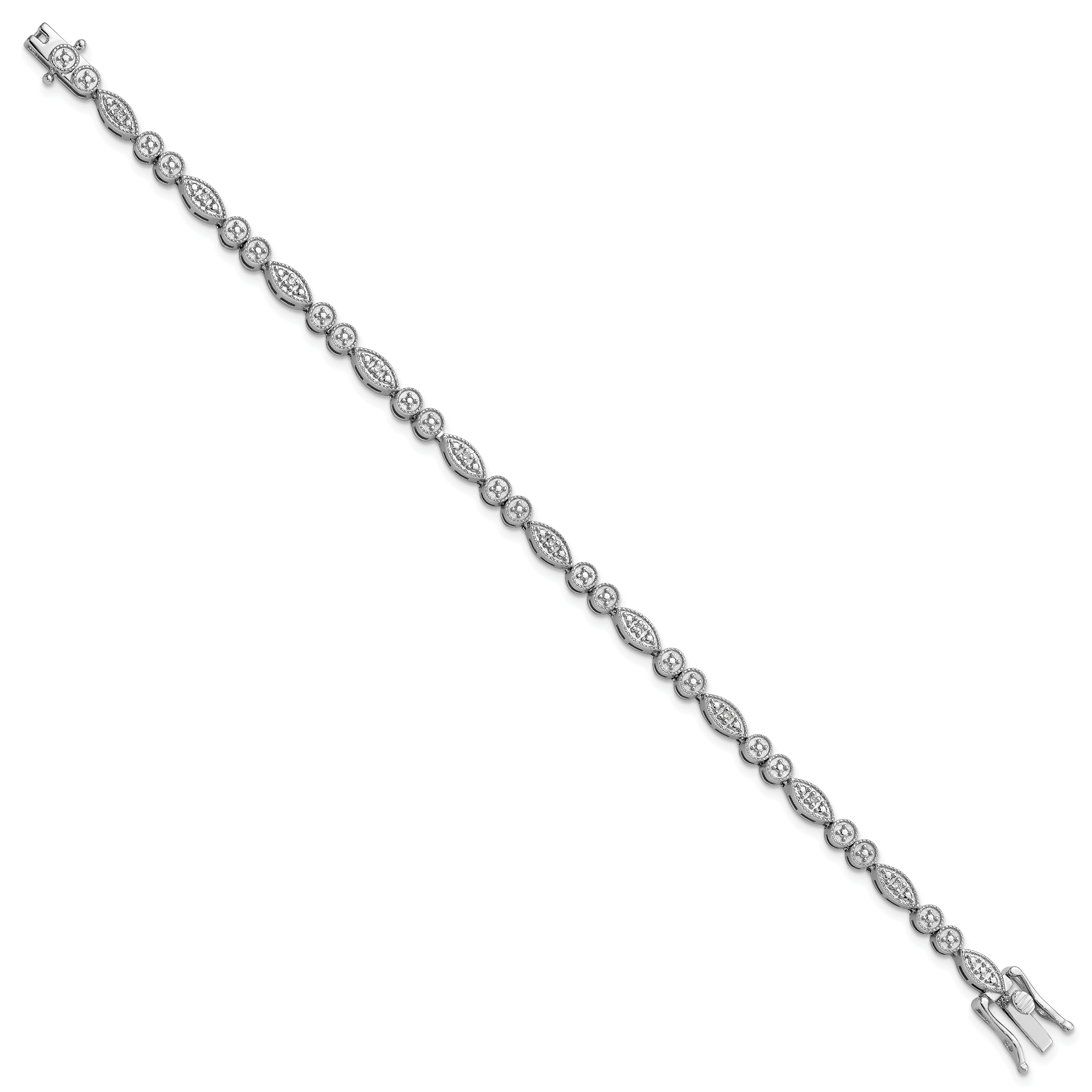 Sterling Silver Rhodium-plated Diam. Bracelet Secondary image