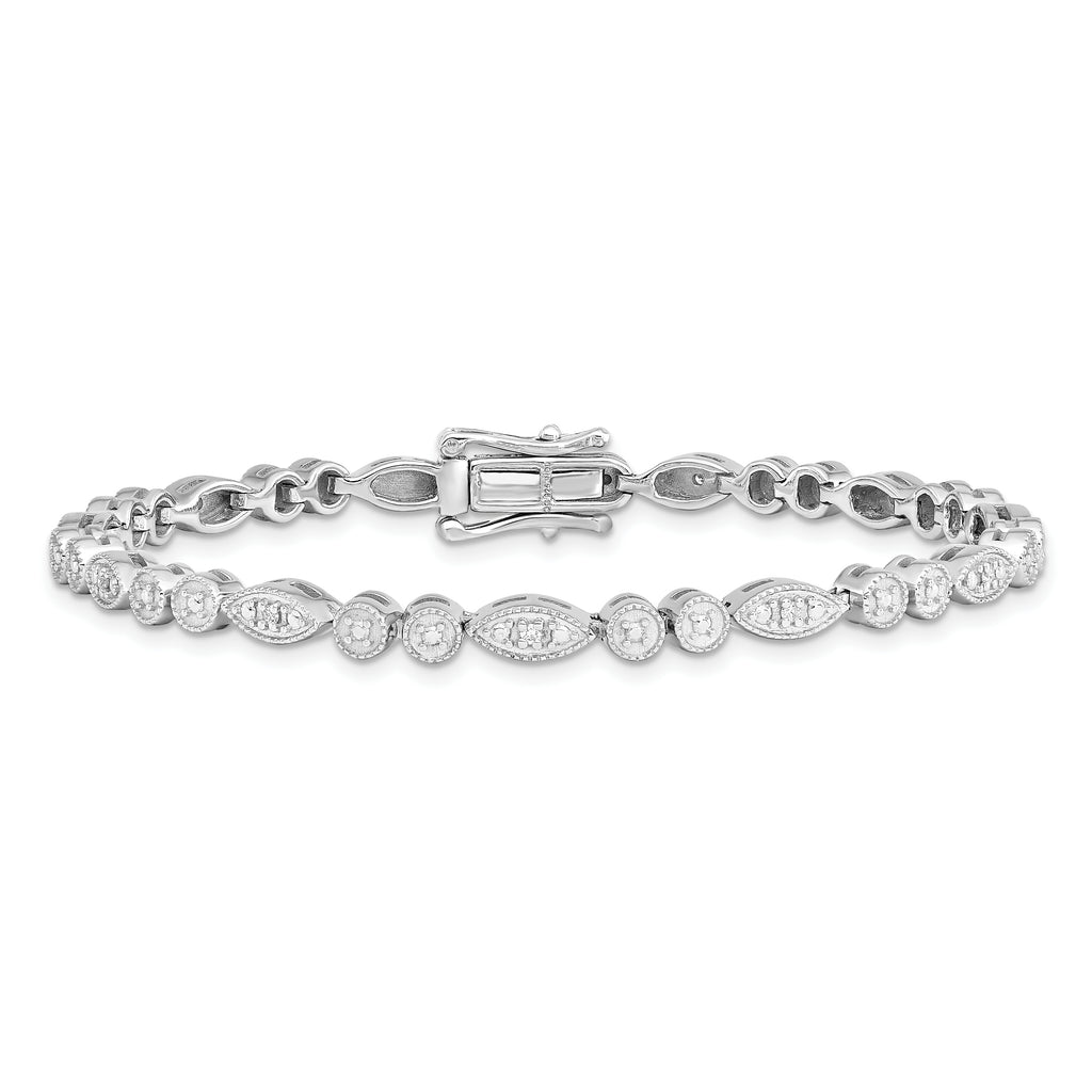 Sterling Silver Rhodium-plated Diam. Bracelet