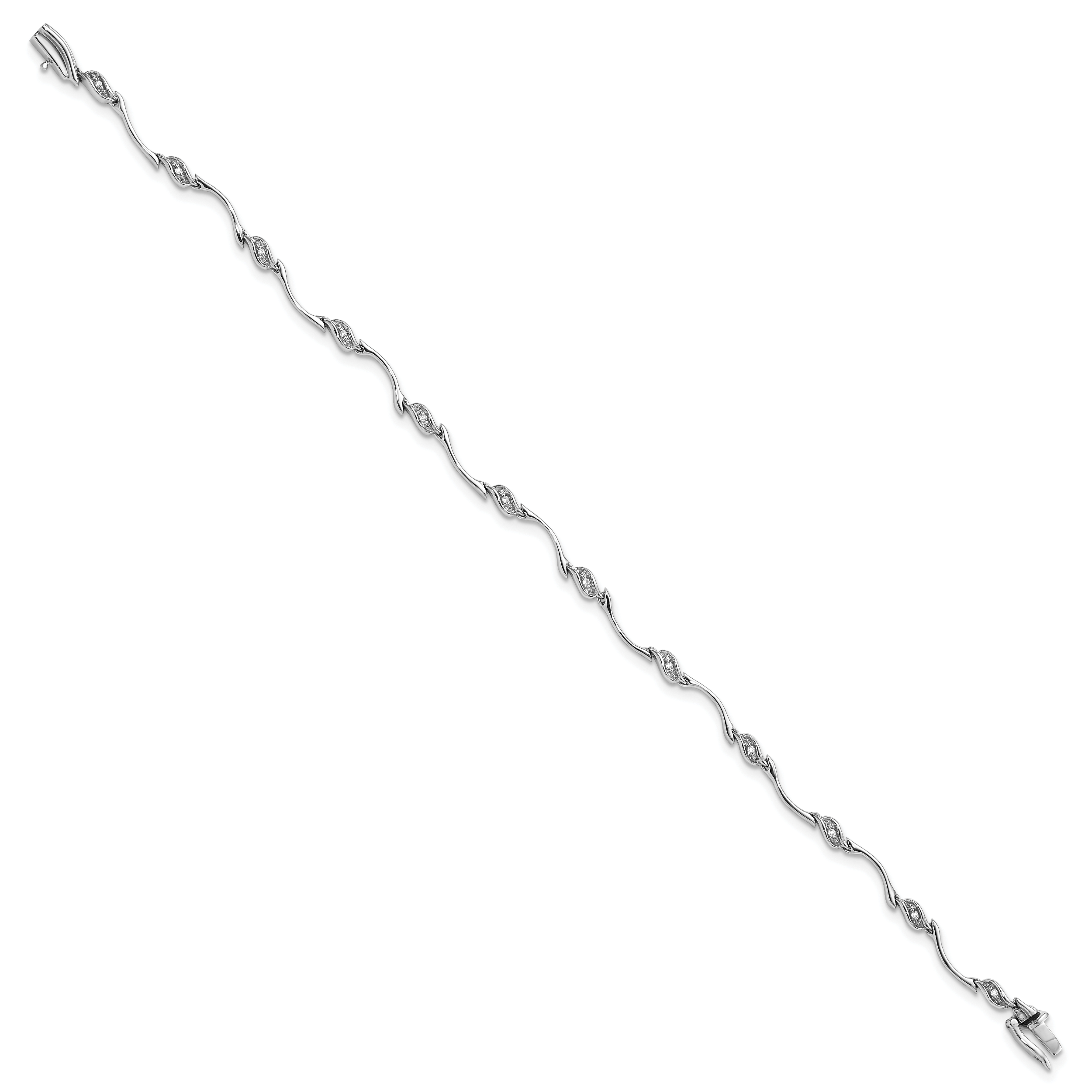 Sterling Silver Rhodium-plated Diam. Bracelet Secondary image