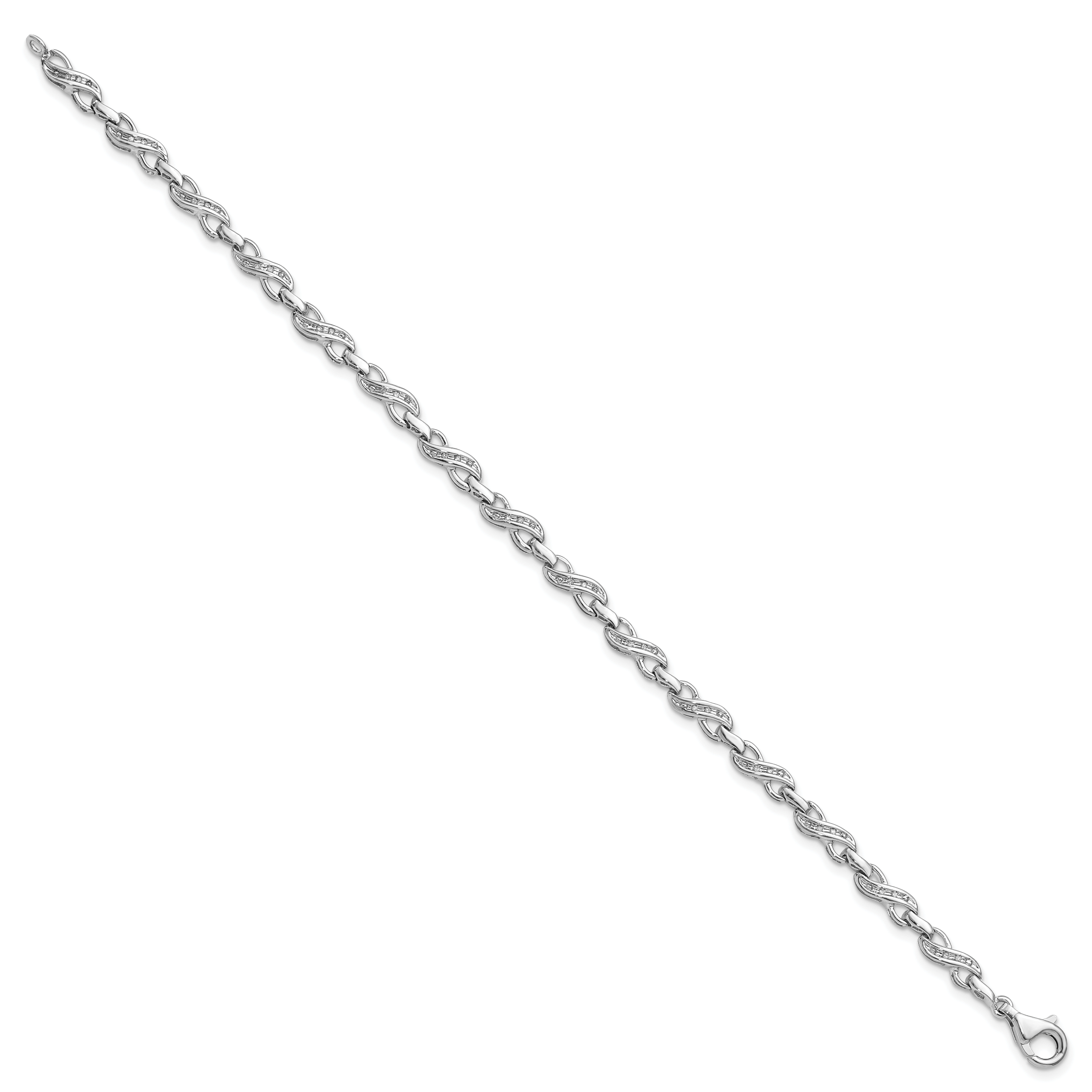 Sterling Silver Diamond Infinity Bracelet with Rhodium Polish Secondary image