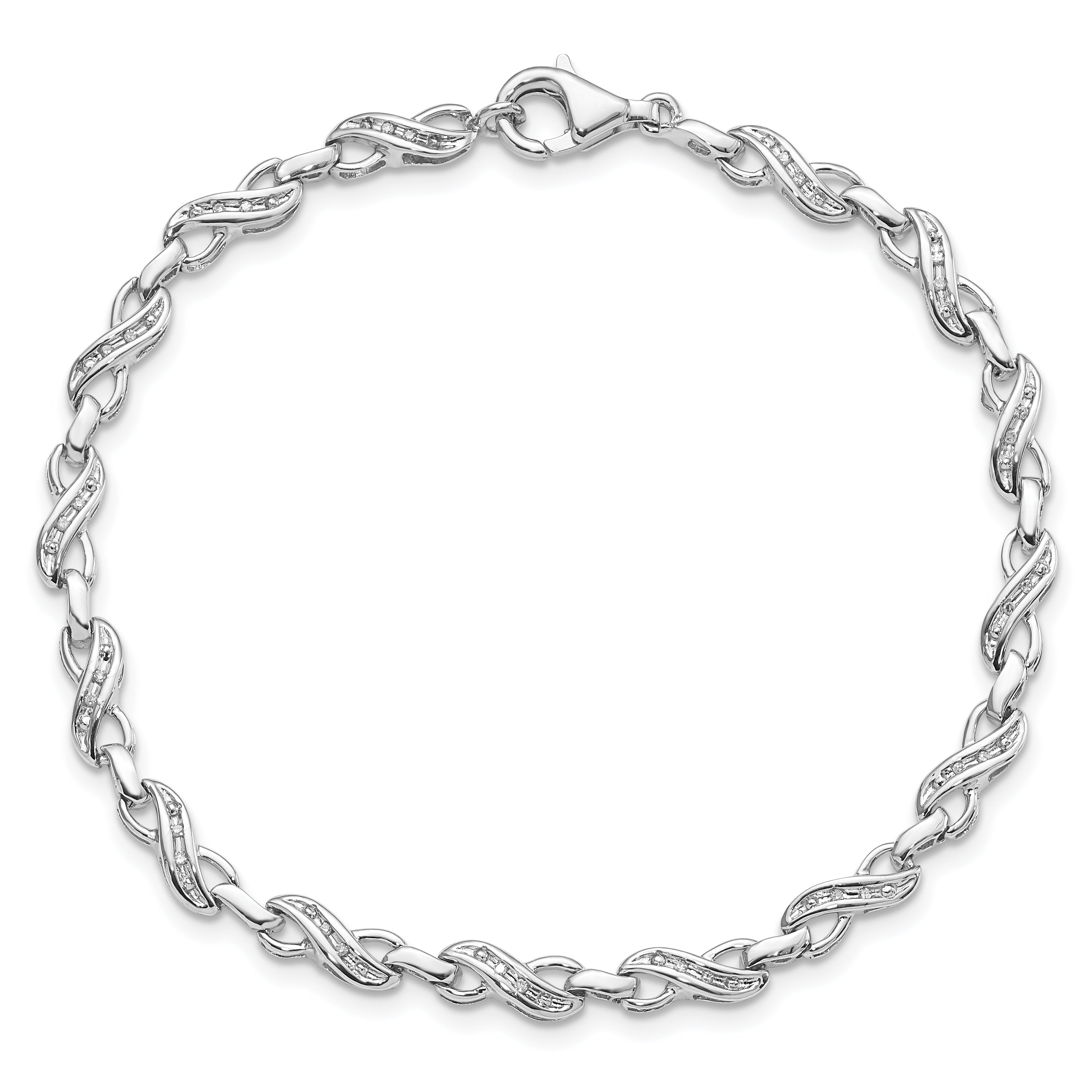 Sterling Silver Diamond Infinity Bracelet with Rhodium Polish