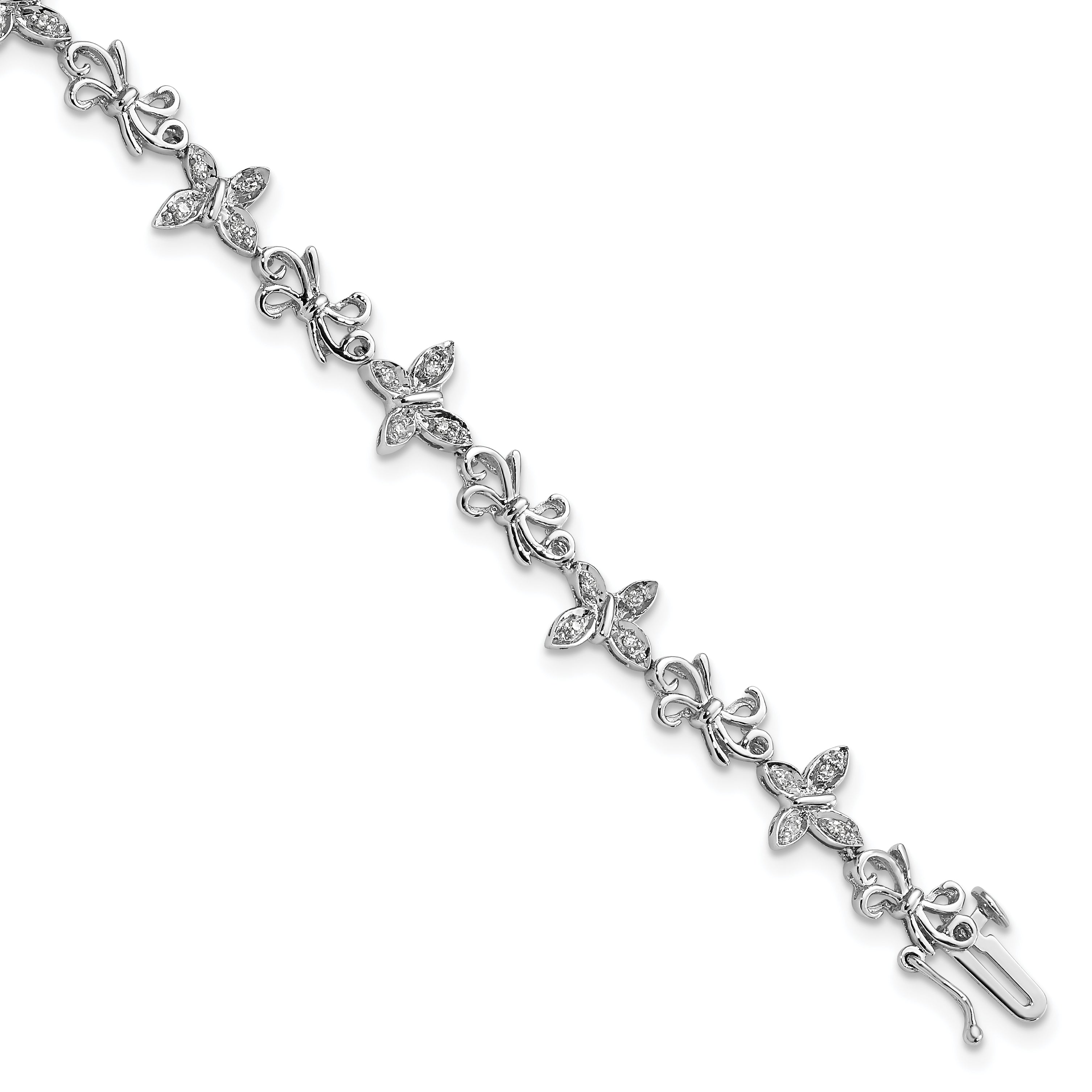 Sterling Silver Rhodium-plated Diamon Butterfly & Bows Bracelet Main image